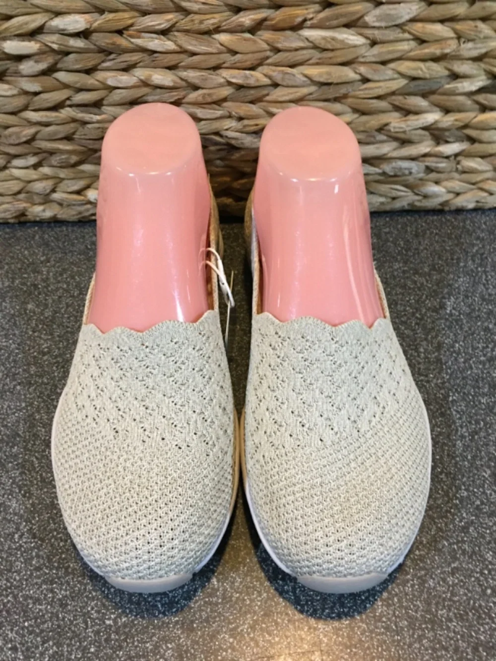 Skechers Light Tan Knit Slip-On Flats